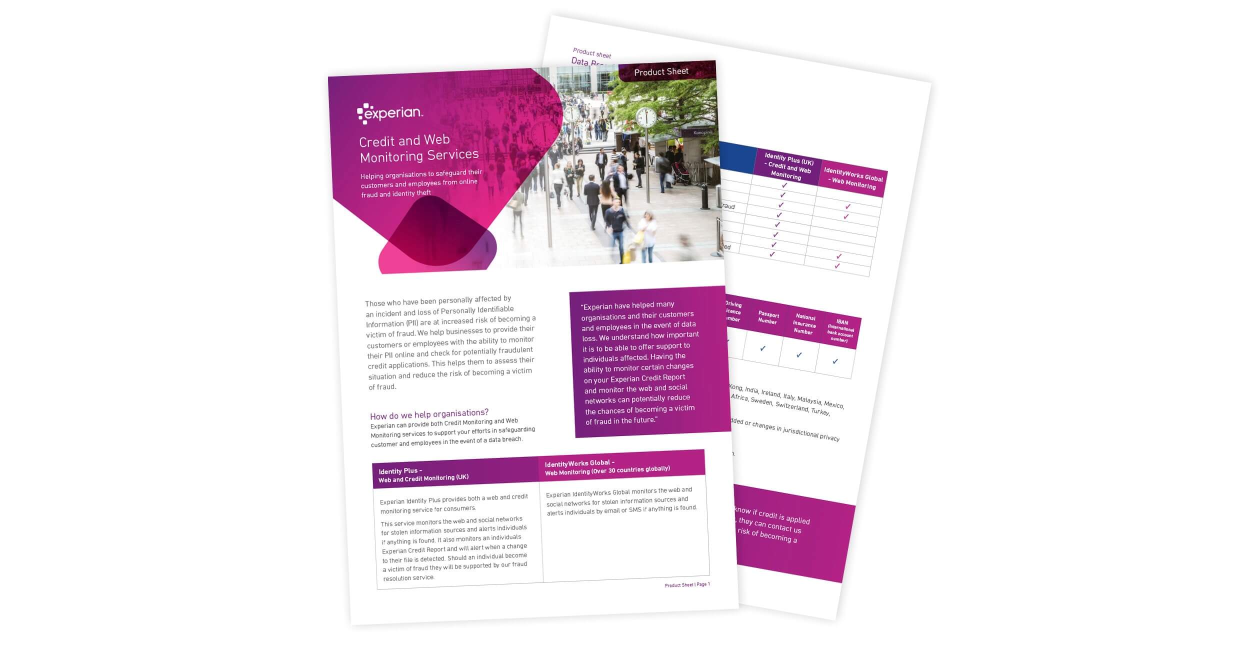 Credit and web monitoring service brochure