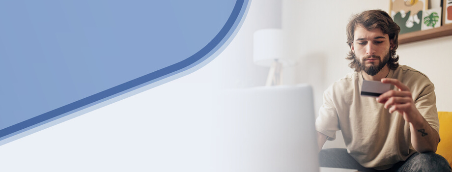 Man purchasing an item online