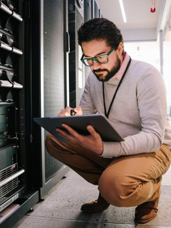 Engineer analysing data