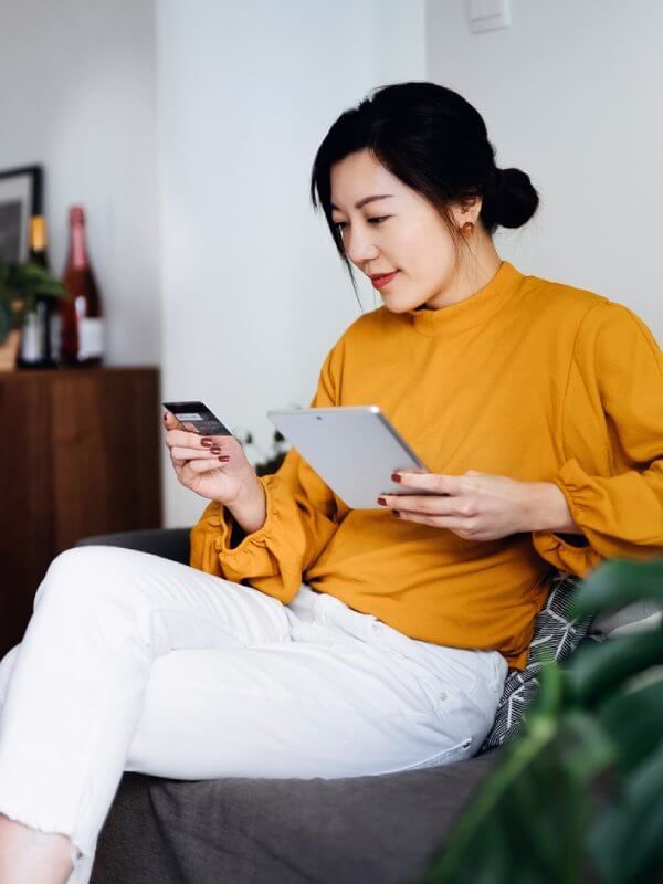 Woman making an online payment